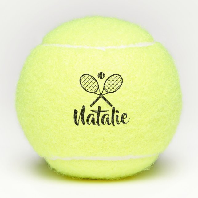 Personalized Elegant Script Name  Tennis Balls (Front)
