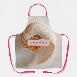 Personalized Elegant Seashell Spiral Coastal Apron