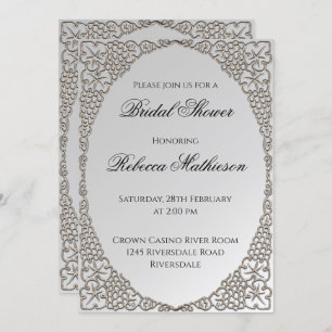 Personalized Elegant Silver Bridal Shower Invitation