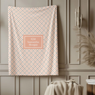Personalized Elegant Throw Coral Grey Comfort Fleece Blanket