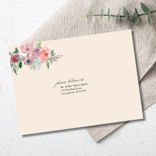 Personalized Elegant Watercolor Floral Wedding Envelope
