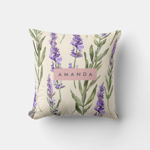 Personalized Elegant Watercolor Lavender  Cushion