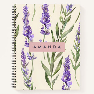 Personalized Elegant Watercolor Lavender  Notebook