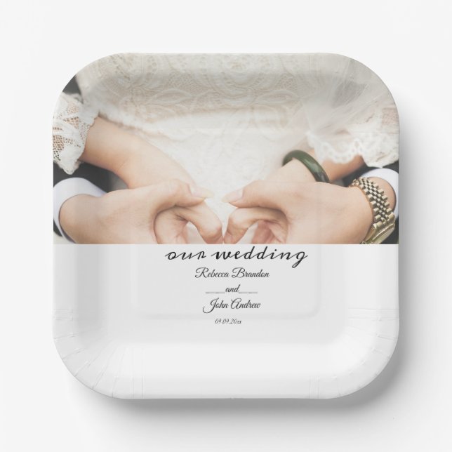 Personalized Elegant Wedding Party Paper Plate (Front)