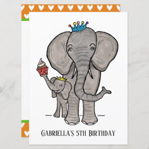 Personalized Elephant and Baby Birthday Invitation