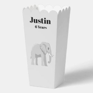 Personalized Elephant Birthday Popcorn Favor Box
