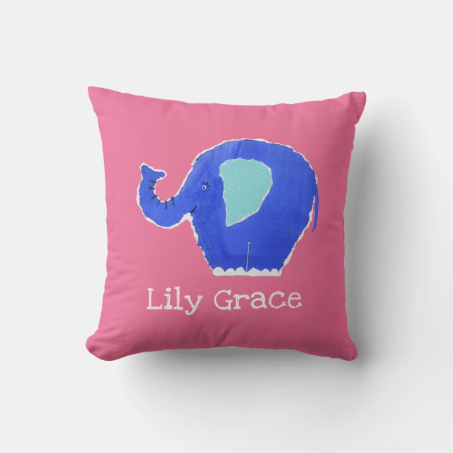 Personalized Elephant Cushion Pillow (Front)