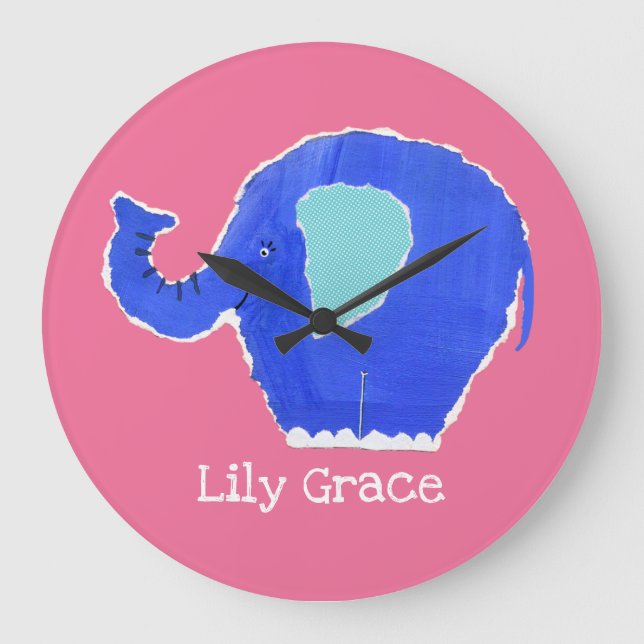 Personalized Elephant Large Clock (Front)