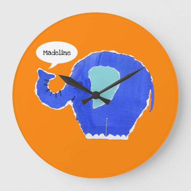 Personalized Elephant Square Large Clock (Front)