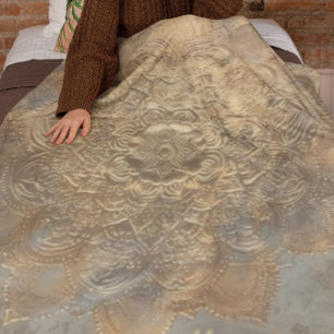 Personalized Embossed Mandala   Elegant Boho Gift Fleece Blanket