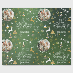 Personalized Emerald Green Merry Christmas gift Wr Wrapping Paper