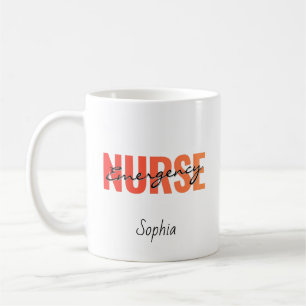 Personalized Emergency Nurse Bold Typography Coffee Mug