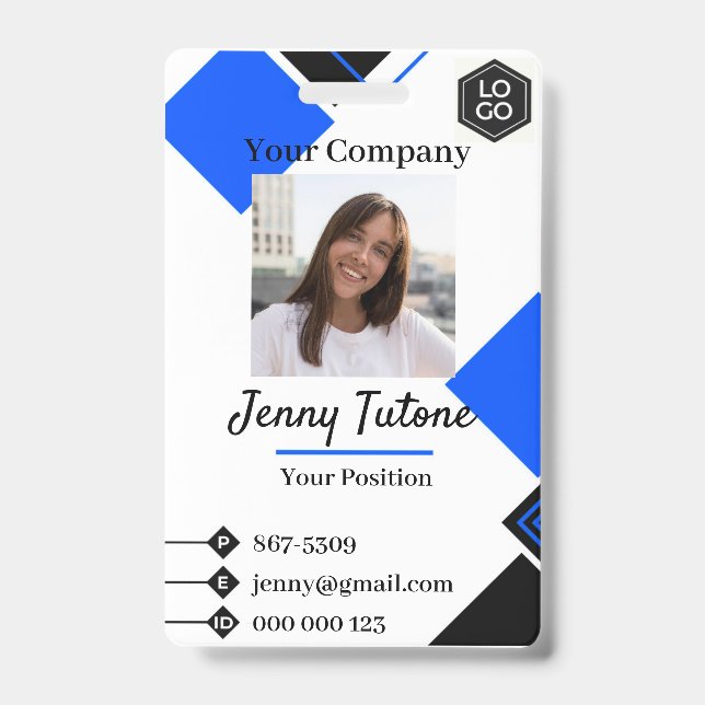 Personalized Employee Logo & Photo ID Badge (Front)