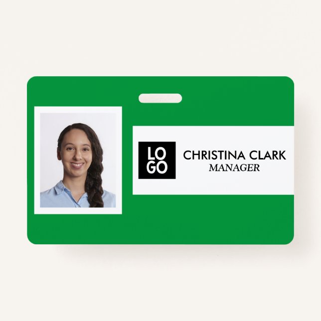 Personalized Employee Name Business ID Photo Logo ID Badge (Front)