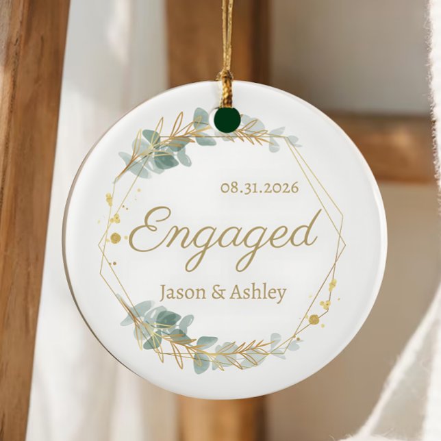 Personalized Engagement Gift Keepsake Ceramic Ornament (Creator Uploaded)