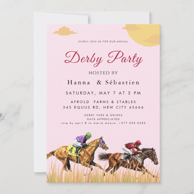 Personalized Equestrian Horse Racing Invite (Front)