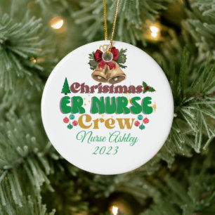 Personalized ER nurse crew Christmas Ceramic Ornament