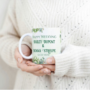 Personalized Eucalyptus Wedding Anniversary Gift Coffee Mug
