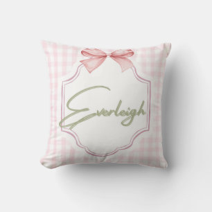 Personalized Everleigh Baby Girl Nursery Gingham Cushion