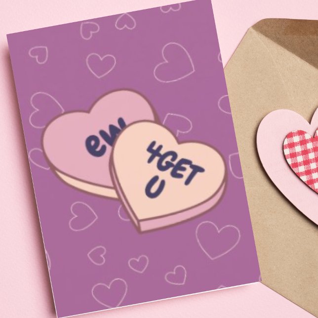 Personalized Ew Candy Heart Modern Anti Valentines Holiday Card (Buy or Download Now!)