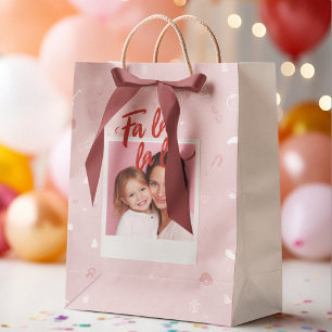 Personalized Fa La La La Pink Christmas Photo Medium Gift Bag
