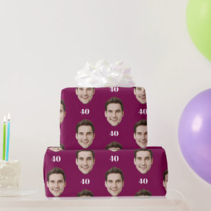 Personalized Face 10th 20th 30th 40 Birthday Party Wrapping Paper