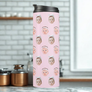 Personalized Face 2 Photos, Custom Face, Dad Mom  Thermal Tumbler