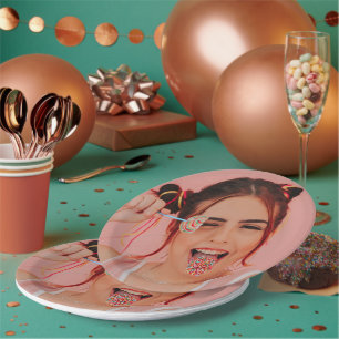 Personalized Face Photo Selfie Simple Modern Paper Plate