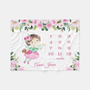 Personalized Fairy Baby Name Blanket Milestone