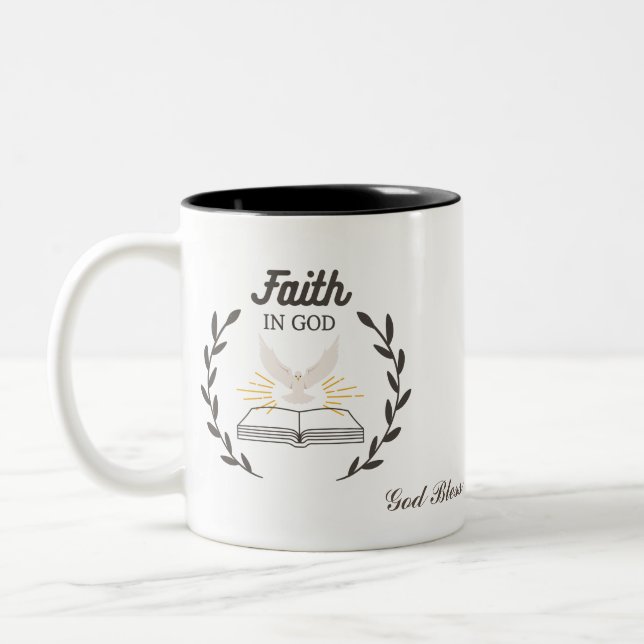Personalized Faith in God, God Bless You Mug Cup (Left)