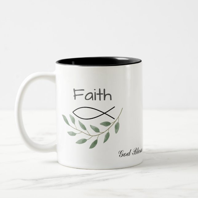 Personalized Faith Leaf God Bless You Mug Cup (Left)