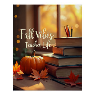 Personalized Fall Vibes Teacher Life Poster
