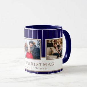 Personalized Family 3 Photo Collage Christmas  Mug