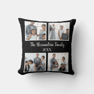Personalized family 4 photo collage template cushion