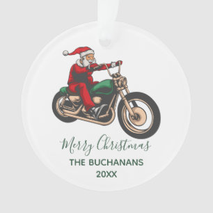 Personalized Family Biker Santa Christmas Ornament