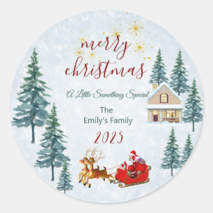 Personalized Family Christmas  Classic Round Sticker