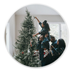 Personalized Family Christmas Photo  Ceramic Knob