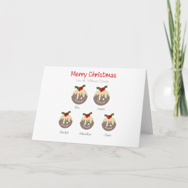 Personalized Family Christmas Pudding Card (Front)
