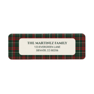 Personalized Family Christmas Tartan Return Addres Address Label