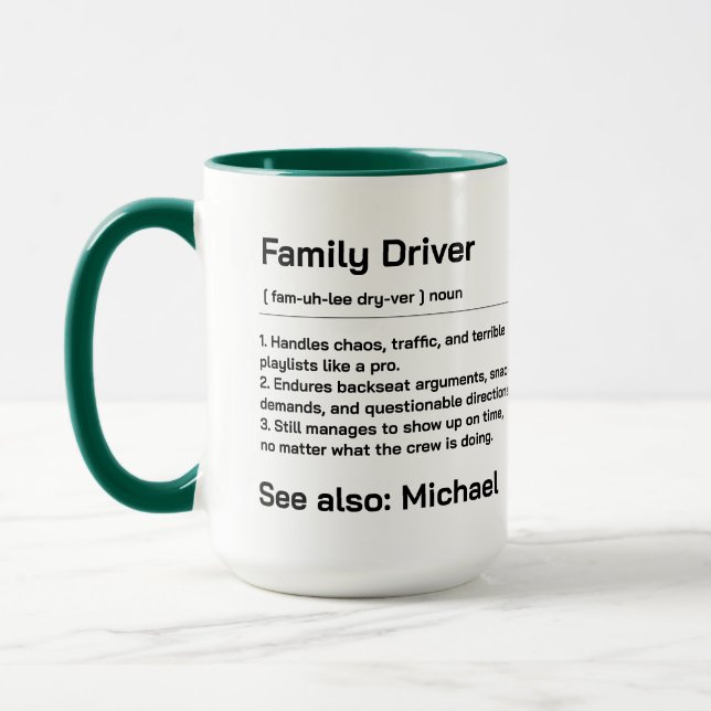 Personalized Family Driver | Funny Daily Driving Mug (Left)