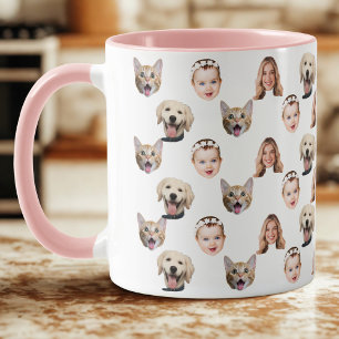 Personalized Family Face 4 Photos Mug