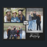Personalized Family Monogram 3 Photo Collage Faux Canvas Print<br><div class="desc">A unique photo collage FAUX canvas print to personalize with 3 favorite pictures. Happy family memories photo canvas art personalized with family name and monogram.</div>