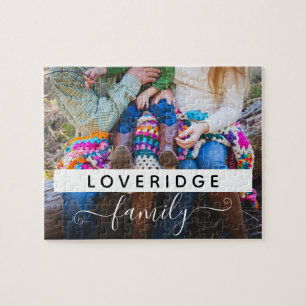 Personalized Family Monogram Surname Custom Photo Jigsaw Puzzle