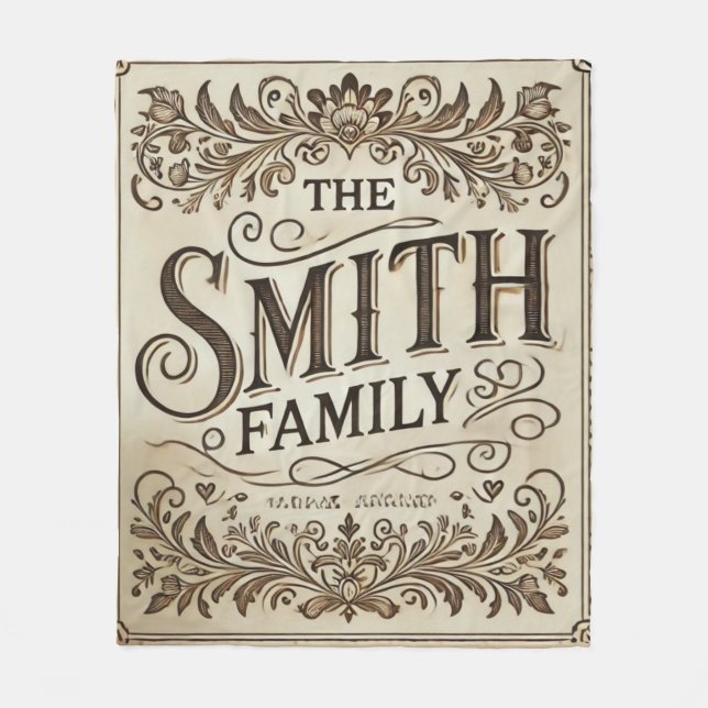 Personalized Family Name Blanket – Minimal Neutral (Front)