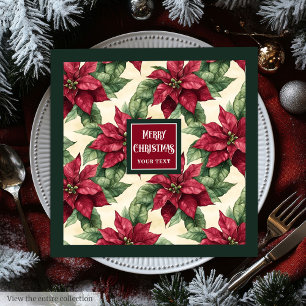 Personalized family name Christmas poinsettia Napkin