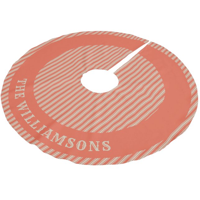 personalized family name christmas tree skirt (Angled)