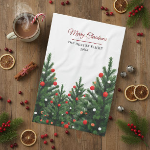 Personalized Family Name Christmas Tree Tea Towel