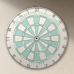 Personalized Family Name Custom Aqua Game Room Dartboard