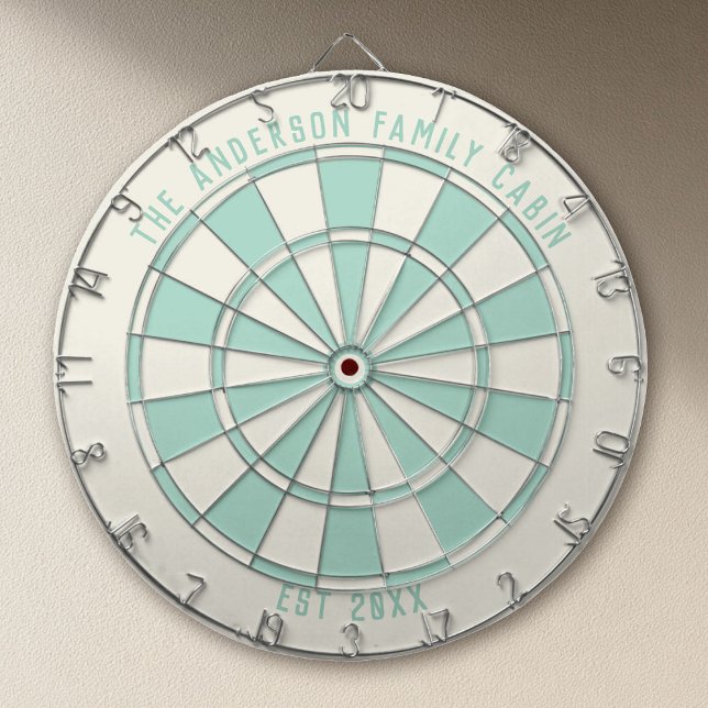 Personalized Family Name Custom Aqua Game Room  Dartboard (Creator Uploaded)