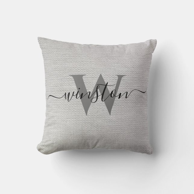 Personalized Family Name Custom Monogram Elegant Cushion (Front)